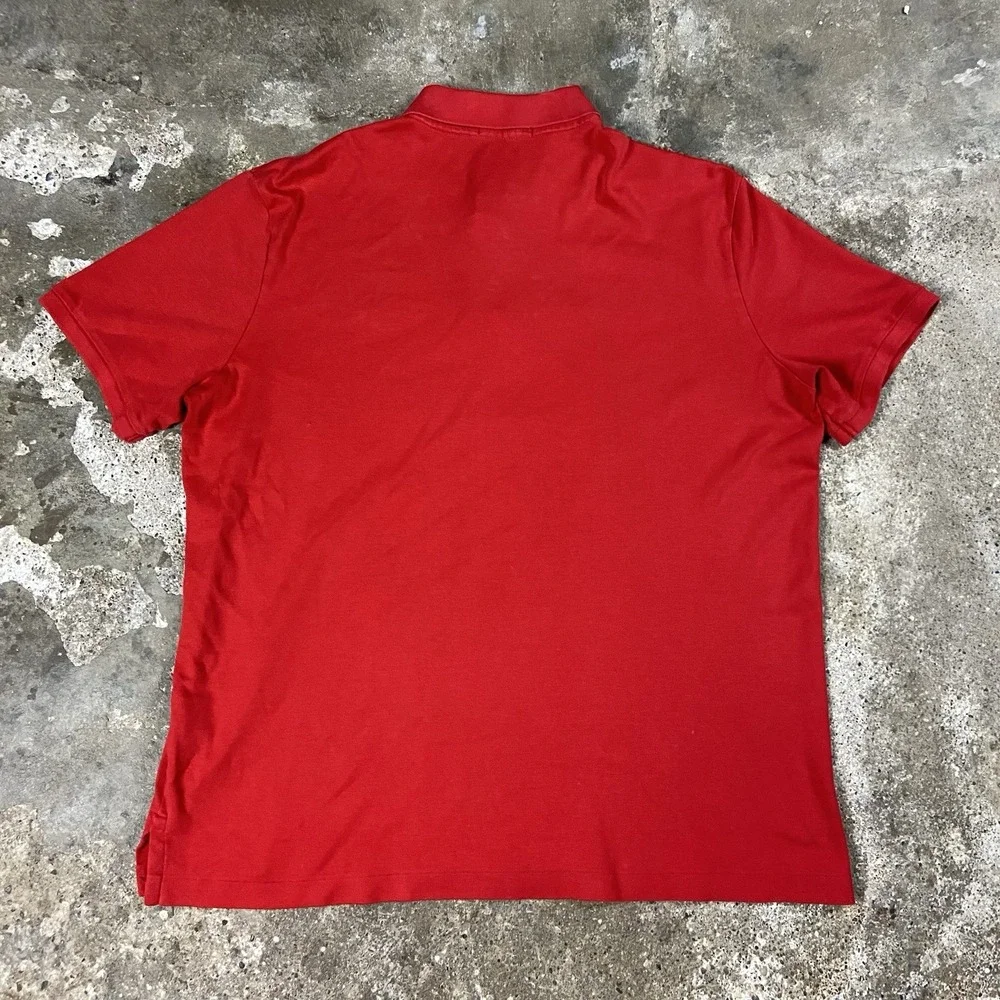 Polo Ralph Lauren Polo Shirt Size Large Red Classic Fit Short Sleeve Blue Pony‎